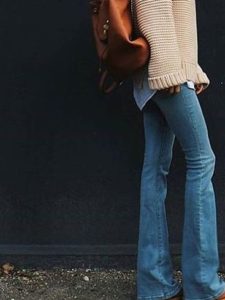 jeans cardigan blå pink brun taske løs løse