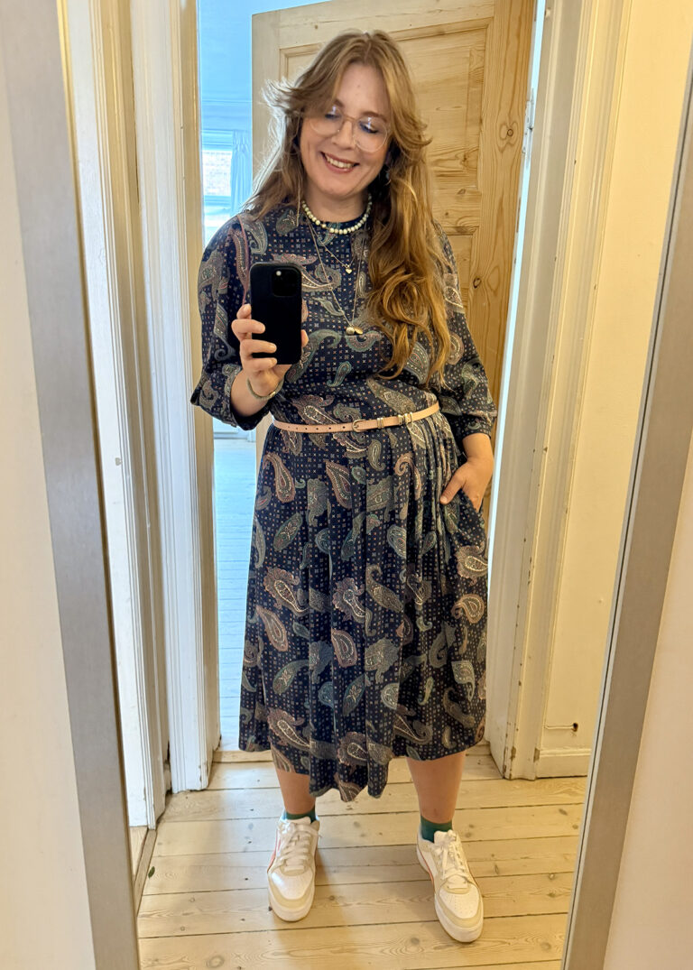 Vintagekjole blå paisley
